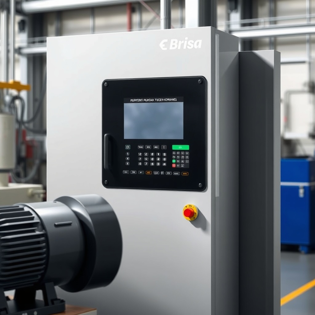 A photorealistic photo of a Brisa Kepenk Tecno 3000 panel in an industrial setting