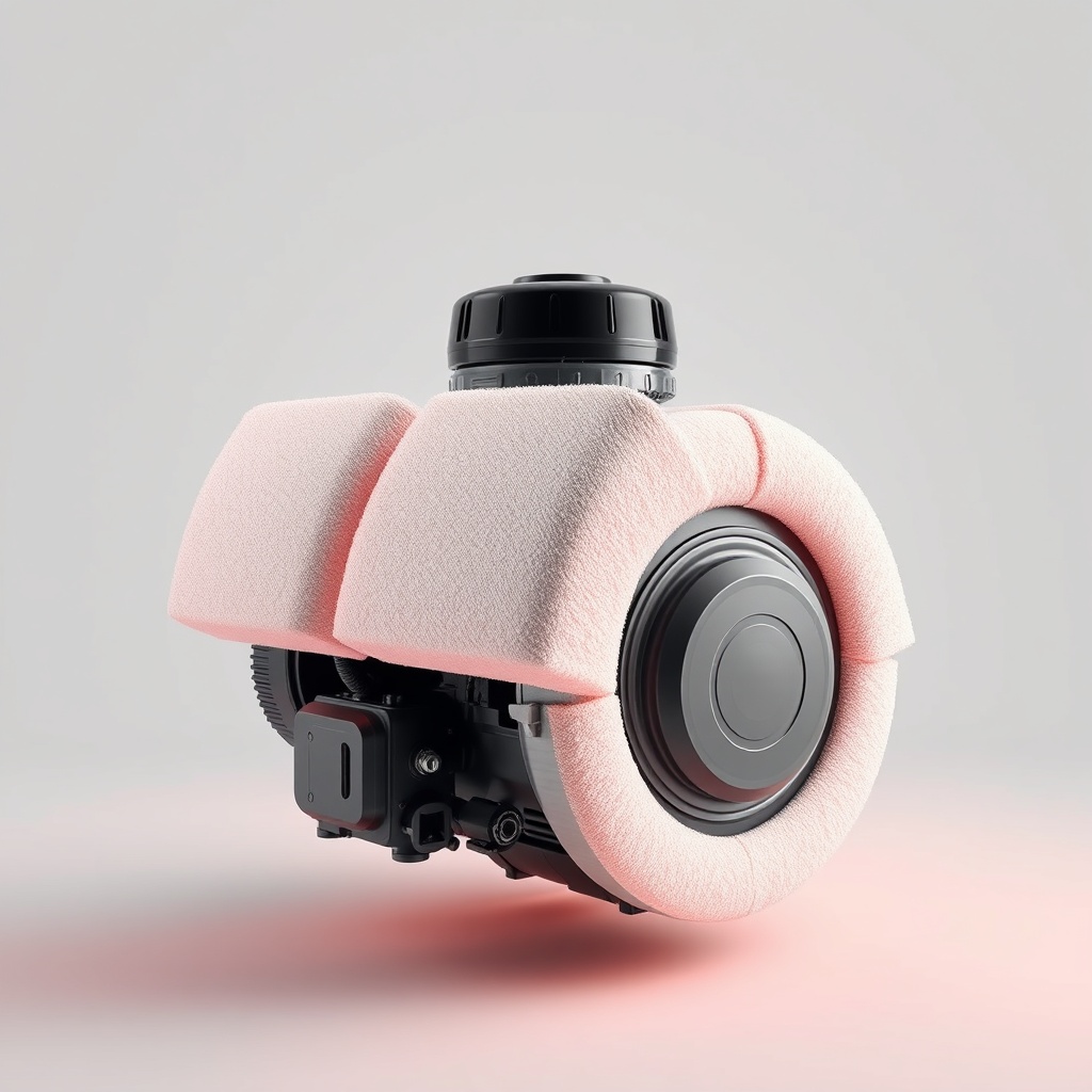<clean photorealistic photo of a modern kepenk motoru with foam insulation panels attached
